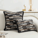 Housse de Coussin Rayures Noires et Blanches - Texture Tricotée | Sable Stripes