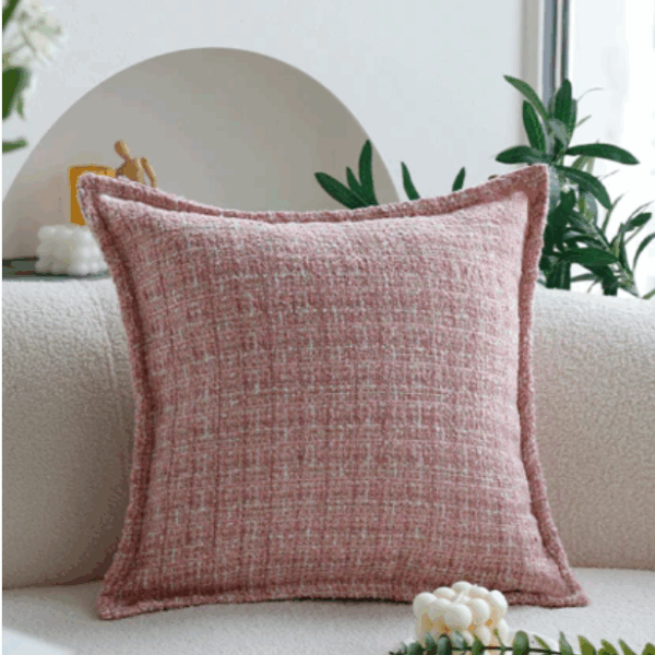 Housse de Coussin Rose Moderne pour Canapé - Décoration Salon Texturée