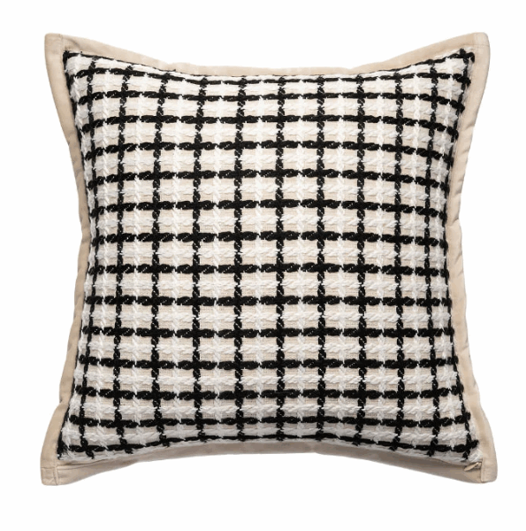 Housse de Coussin Carré Noir & Blanc à Carreaux | Décoration Intérieur Moderne