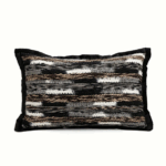 Coussin décoratif moderne texture tricotée noir et beige