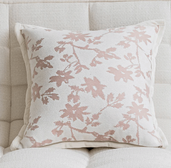 Coussin Décoratif Floral Jacquard Crème Blanc - Housse 45x45 Élégante