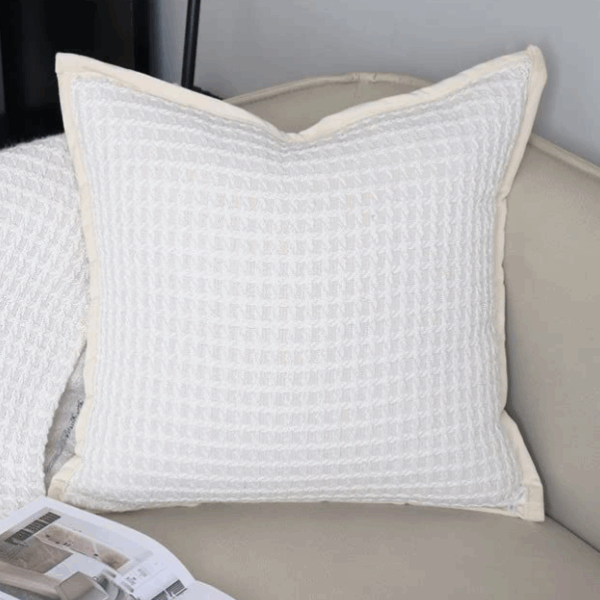 Taie d'Oreiller Gaufrée Blanche | Housse de Coussin Décoratif Coton