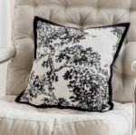 Coussin Décoratif Noir & Blanc | Motif Branchages Élégant | Salon & Chambre