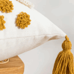 Housse de Coussin Design Moderne | Tissage Bouclé & Franges - Idée Cadeau Déco