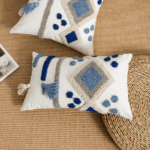 Housse de Coussin Fait Main | Beige, Marron & Moutarde - Déco Berbère Moderne